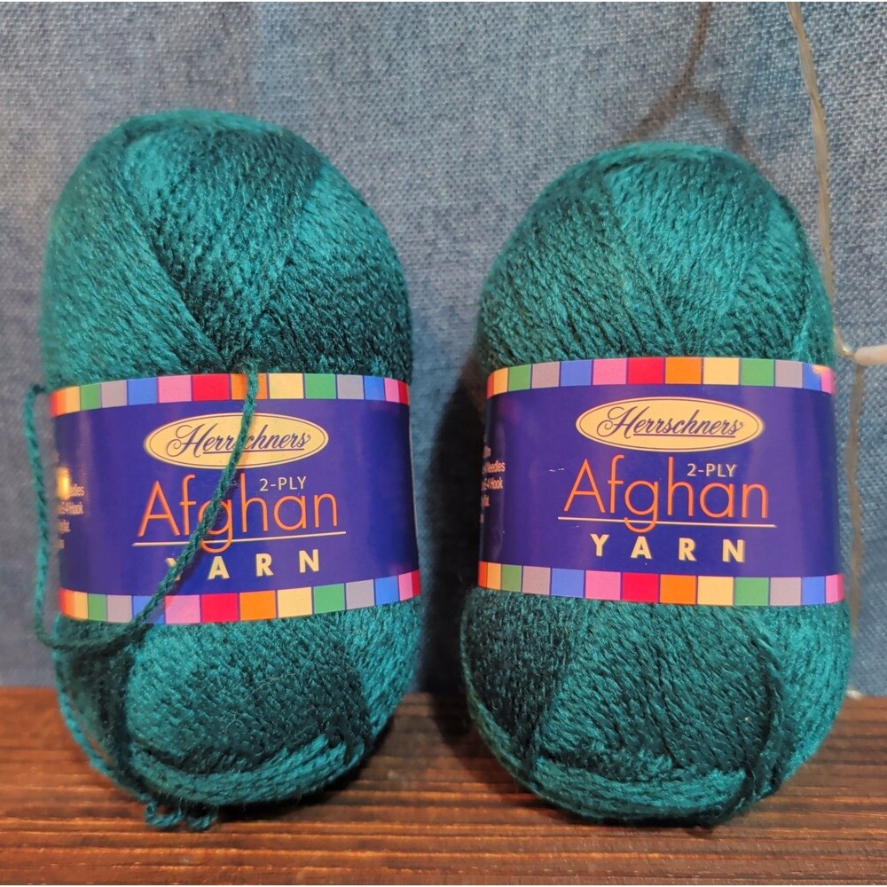 Herrschners Afghan Yarn 2 Ply Deep Teal Acrylic 2 Skein Lot